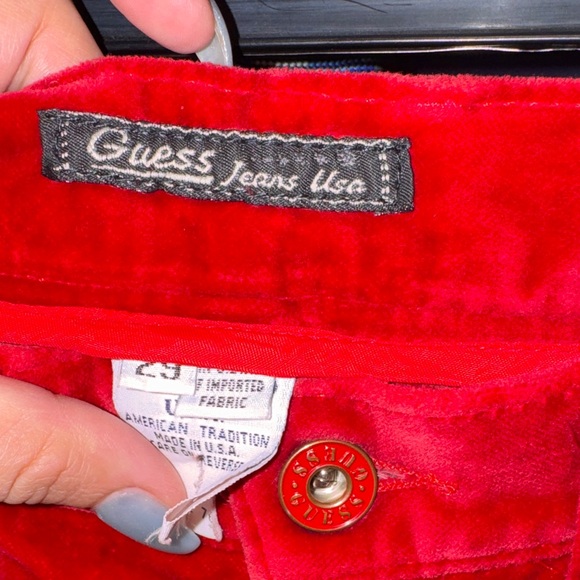 Guess - Vintage Vibrant Red Velvet Pants Size 29/8 - Picture 5 of 15